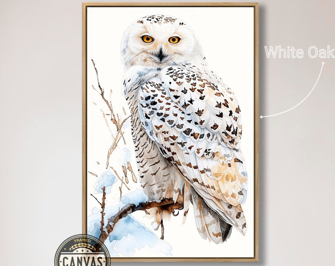 Snowy Owl Watercolor Art Print, Avian Wildlife