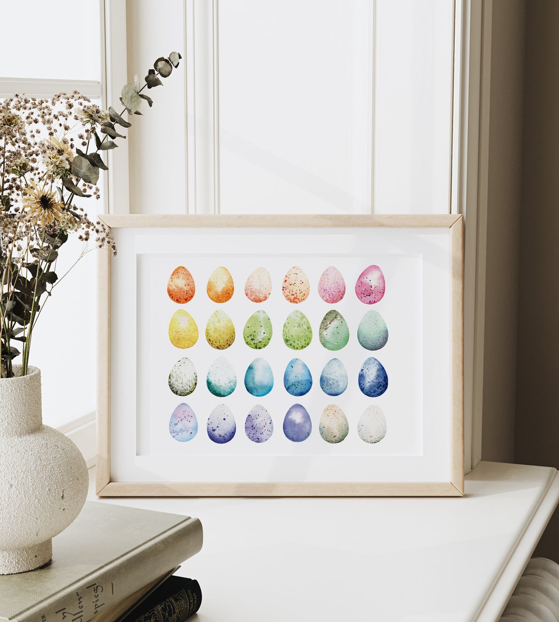 Colorful Watercolor Easter Eggs Spring Holiday Pastel Wall Art - Image 4