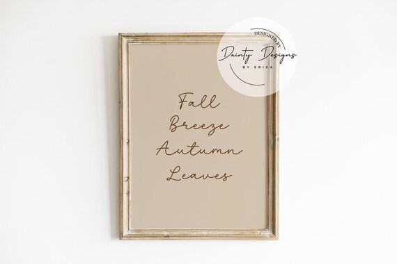 Fall Breeze Autumn Leaves Sign Neutral Beige Fall Decor Poster