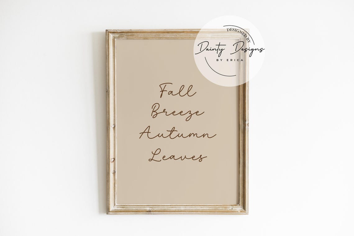Fall Breeze Autumn Leaves Sign Neutral Beige Fall Decor Poster