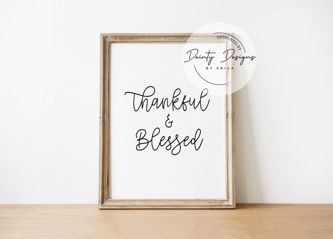 Thankful And Blessed Script Quote Thanksgiving Fall Decor Poster - Image 4