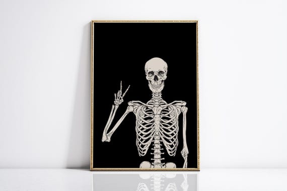 Halloween Poster Funny Halloween Poster Halloween Art Halloween Skeleton Print Halloween Home Decor Trendy Halloween Prints