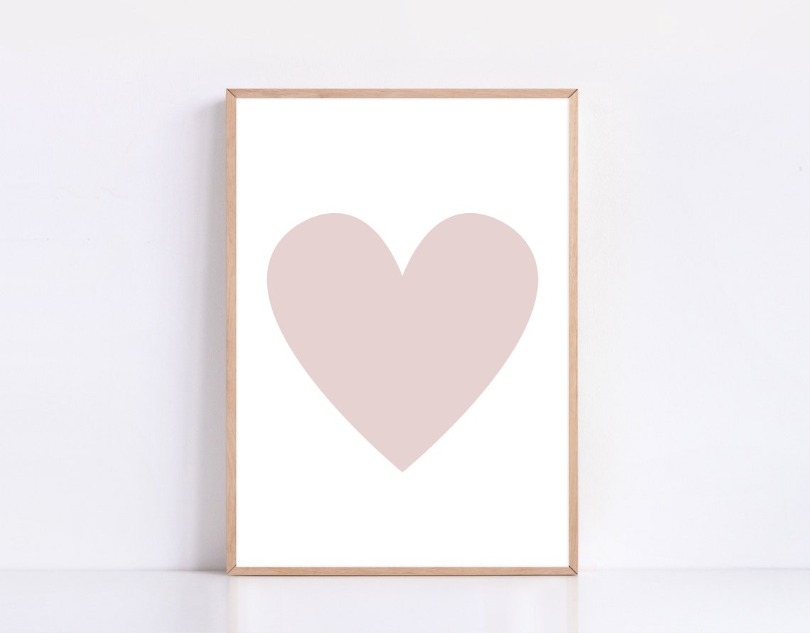 Blush Pink Heart Minimalist Nursery Love Valentine Decor Poster - Image 4