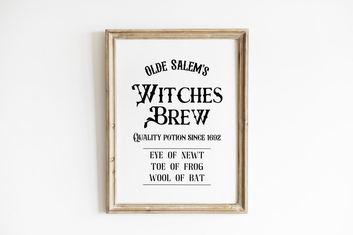 Olde Salem Witches Brew Potion Apothecary Halloween Sign Poster