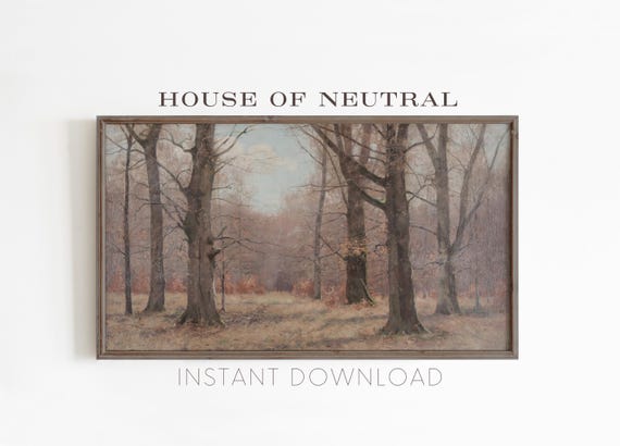 Frame Tv Art Fall Woods 19th Century Art Real Vintage Fall Painting Woods Rustic Vintage Art Muted Neutral Tv Art 169 Ratio Tv61