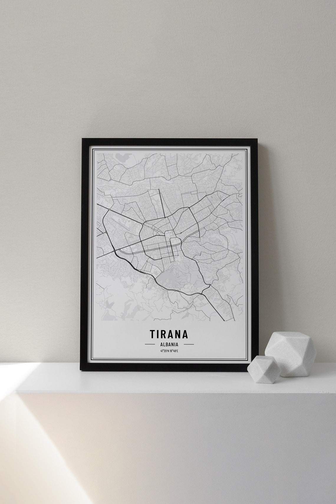 Tirana Albania Minimalist Street Map Black Line Art Poster Decor - Image 3