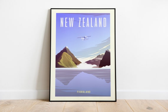 New Zealand Travel Poster New Zealand Gallery Wall Art New Zealand Dorm Wall Art New Zealand Office Wall Wanderlust Poster Illustration