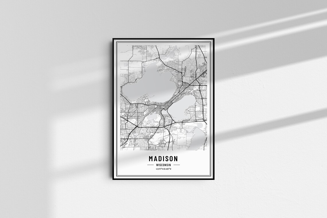 Madison Wisconsin City Street Map Minimalist Line Art Gallery Poster - Image 5
