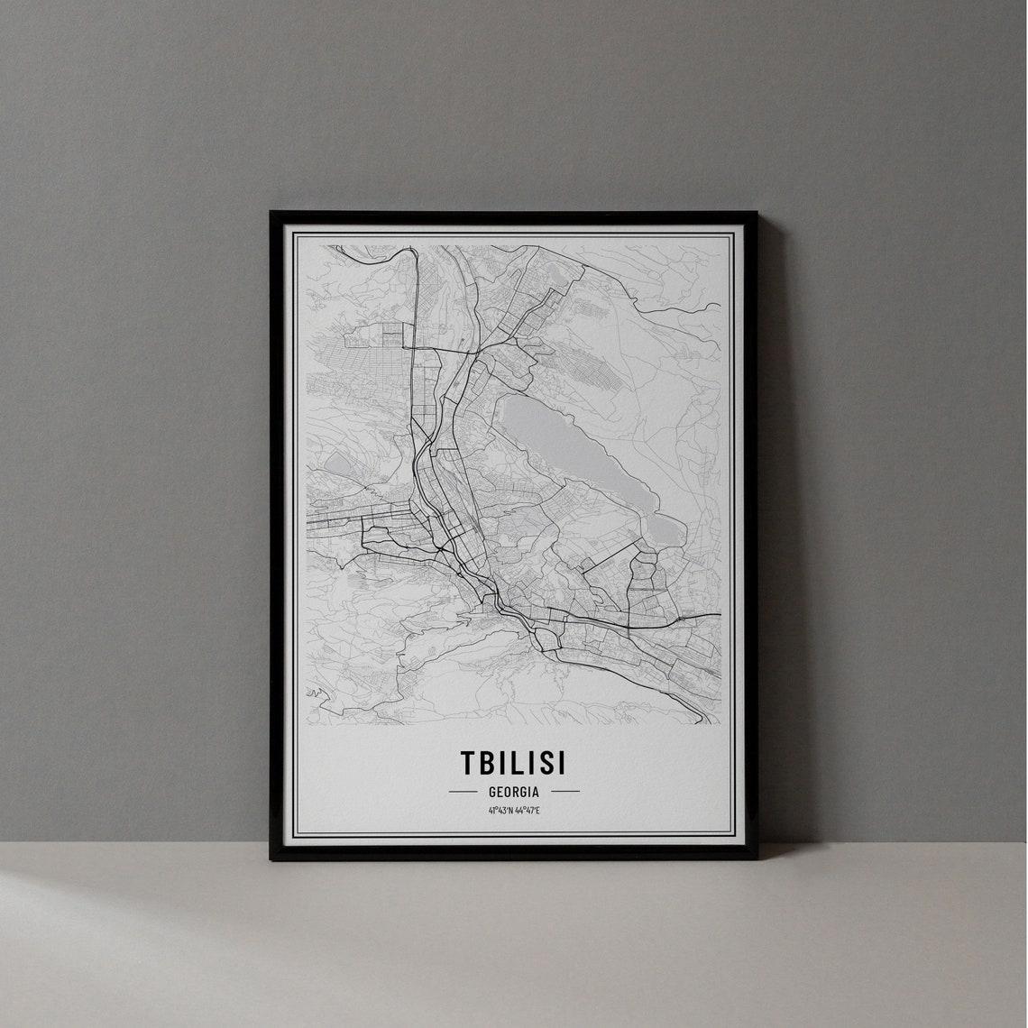 Tbilisi Georgia Minimalist Street Map Black Line Art Poster Decor