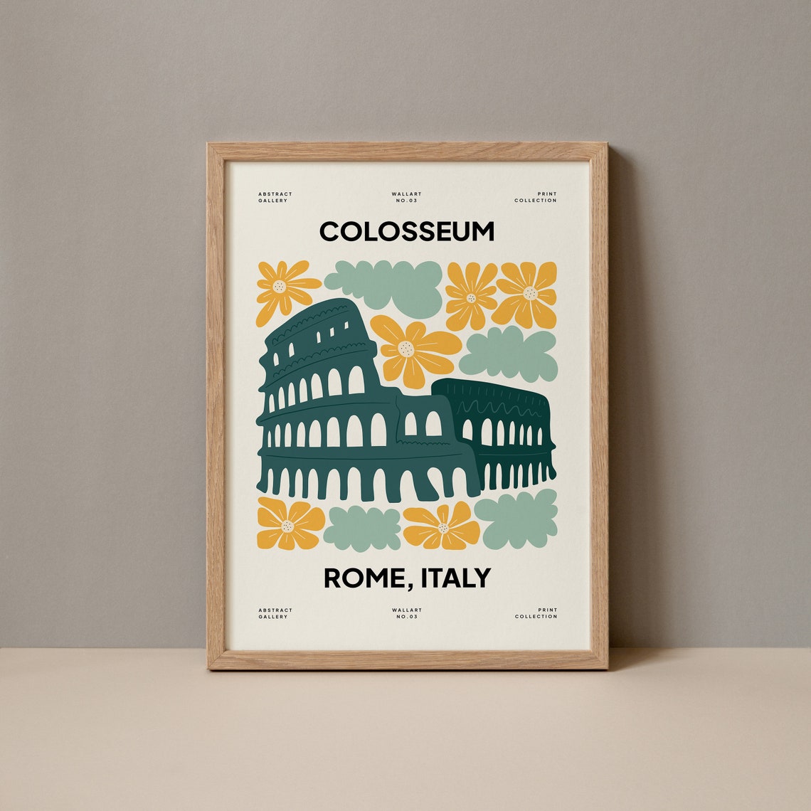Beautiful Colosseum Rome Italy Floral Abstract Art Wall Poster