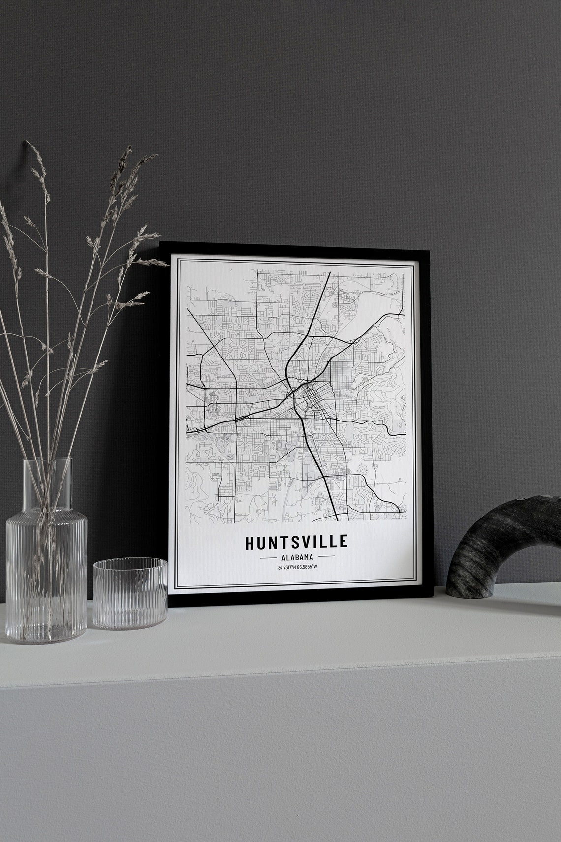 Huntsville Alabama Map Print Huntsville Al Map Poster Huntsville Alabama Wall Art Huntsville Print Huntsville City Coordinates - Image 3
