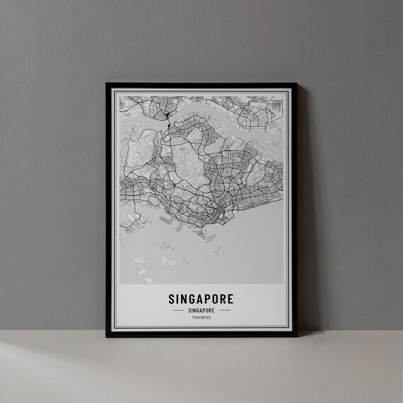 Singapore City Map Minimalist Street Line Art Gallery Wall Poster