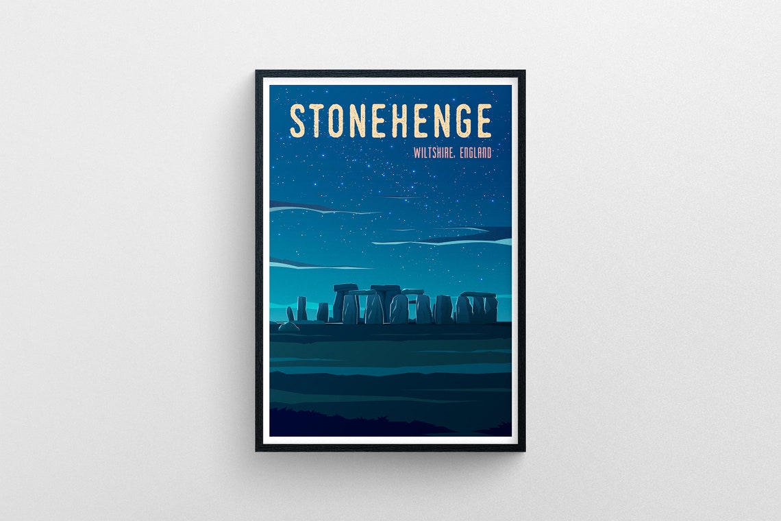 Stonehenge Wiltshire England Travel Poster Stonehenge Wall Art Stonehengetravel Print Stonehenge England Travel Illustration Art - Image 5