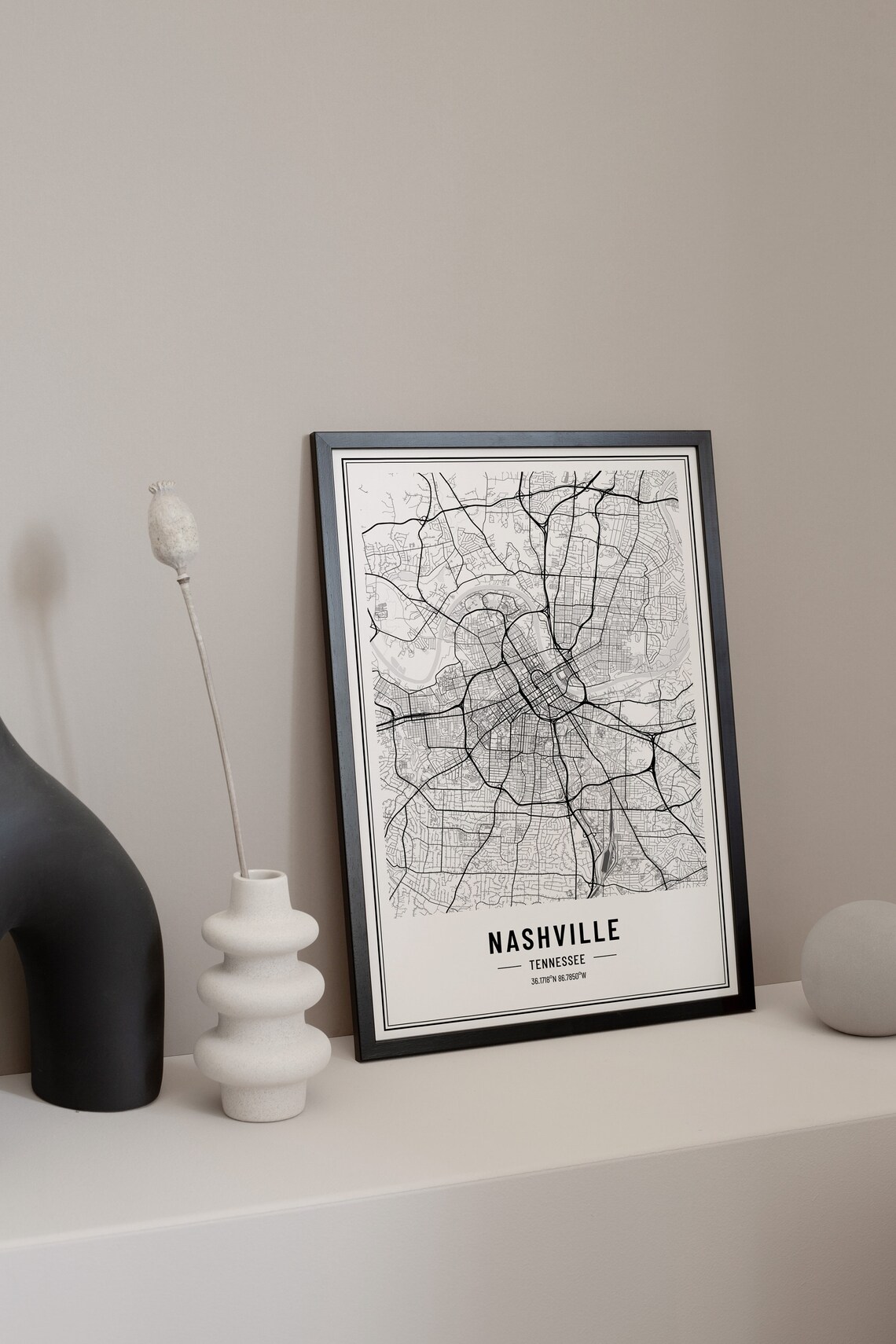 Nashville Tennessee Map Print Nashville Tennessee Map Poster Nashvillewall Art Nashville Art Print Nashville Tn City Coordinates - Image 3