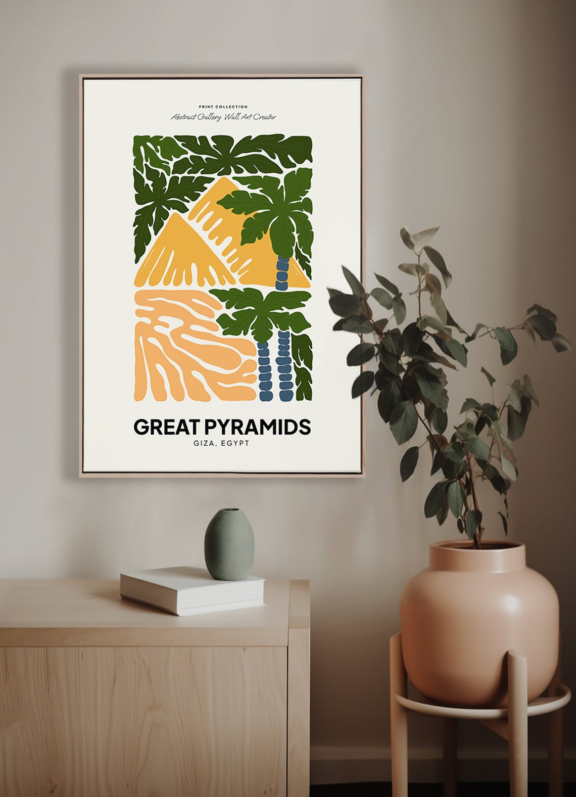 Great Pyramids Giza Egypt Desert Palms Abstract Botanical Poster - Image 4