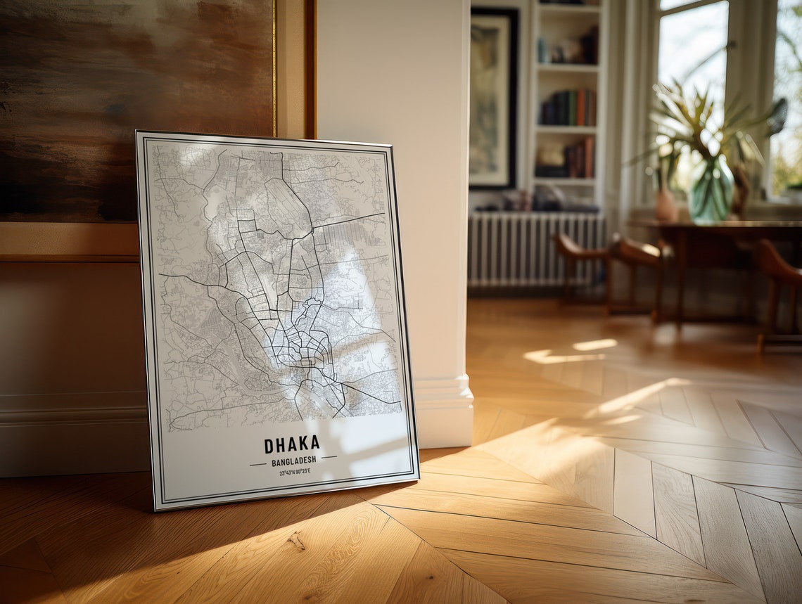 Dhaka Bangladesh Modern Black and White Minimalist City Map Poster - Image 4