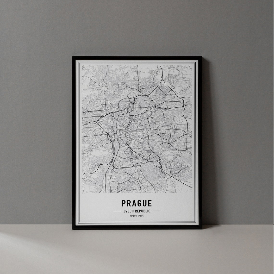 Prague Czech Republic Minimal Black and White City Map Poster