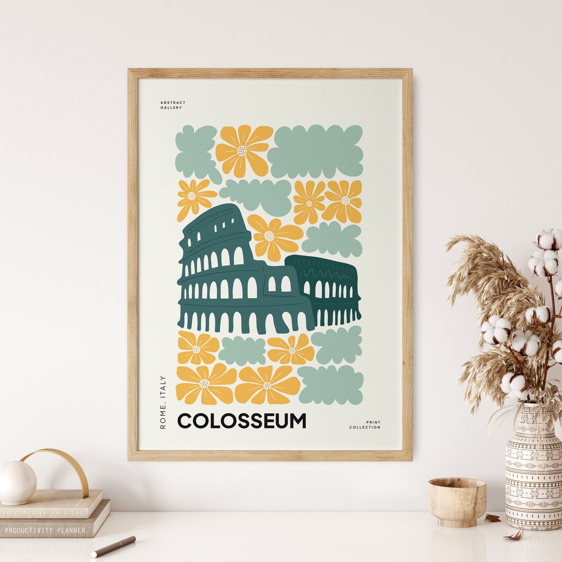 Beautiful Rome Colosseum Floral Abstract Art Poster Italy Travel - Image 3