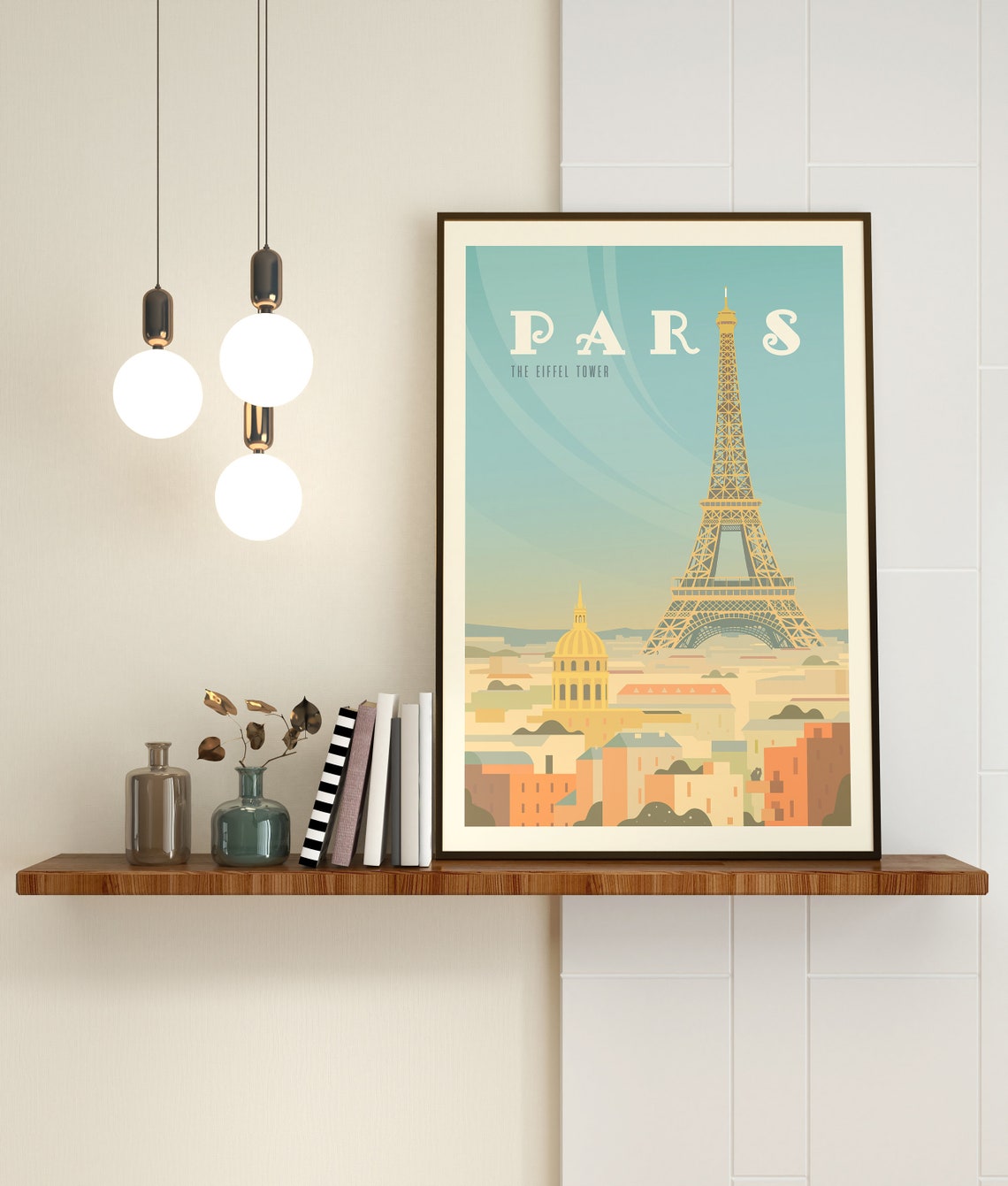 Paris Eiffel Tower Retro City Skyline Vintage Travel Wall Poster - Image 3