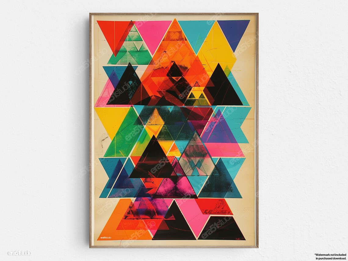 Vibrant Geometric Fusion Mid-Century Modern Art Print