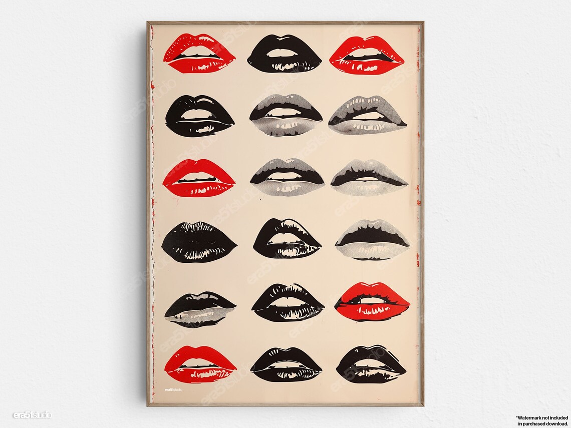 Lustrous Lips Seductive Kiss Poster Print
