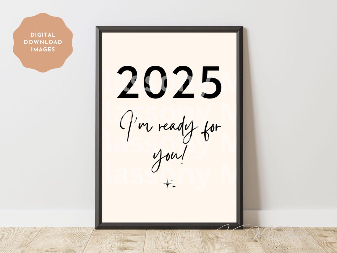 2025 Im Ready For You Bold Black Script Modern New Year Poster - Image 4