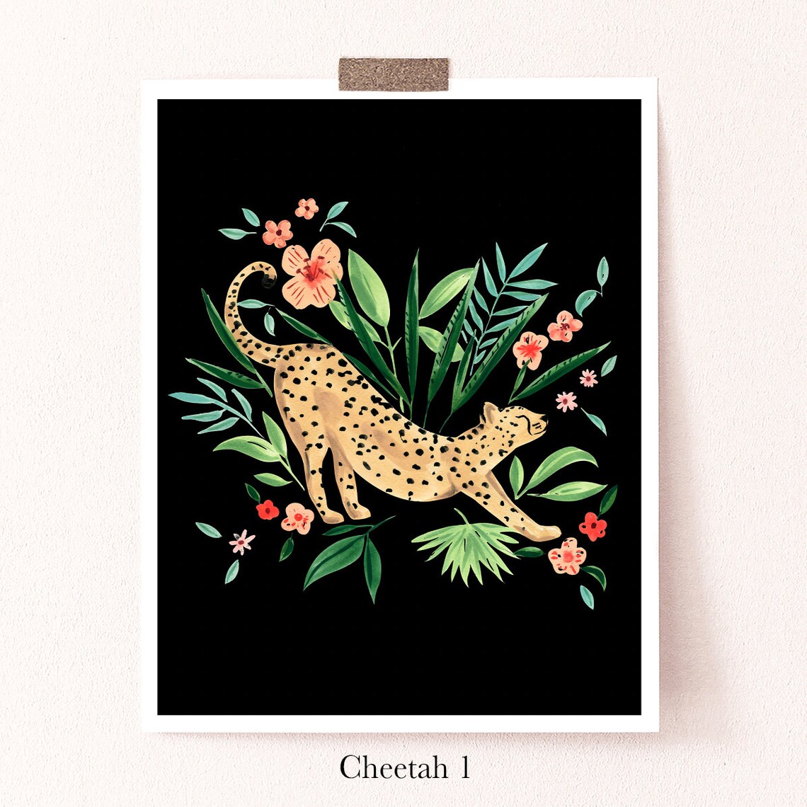 Sweet Cheetahs Watercolor Animal Art Prints