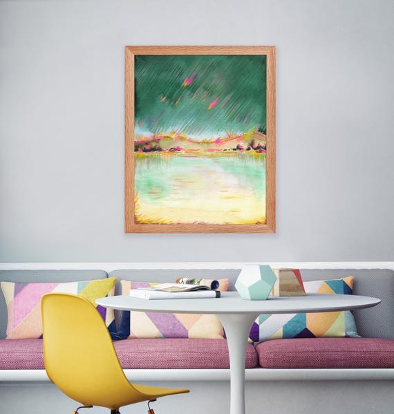 Surreal Horizon Cosmic Landscape Art Print Alberta Sunset Gallery Wall Decor