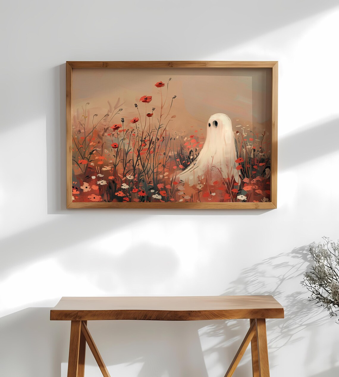 Vintage Pastel Pink Flowers Ghost Art Print - Image 3