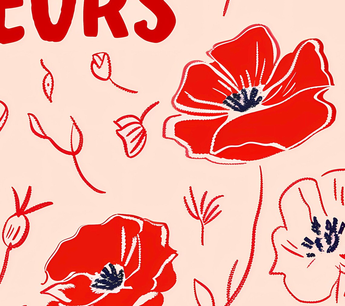 Poppies Botanical Art Print, Minimalist Floral - Image 3