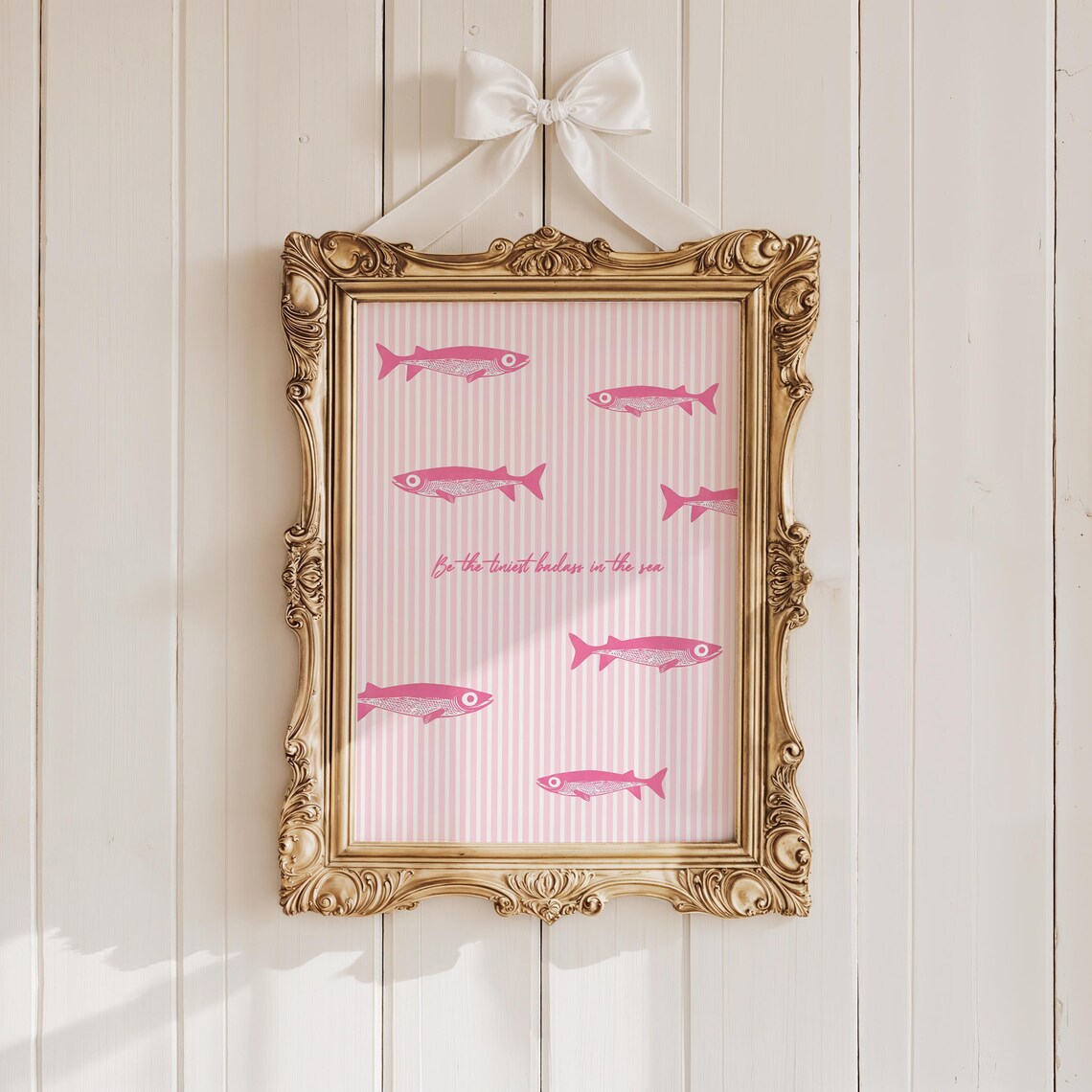 Pink Sardines With Tiniest Badass In The Sea Quote Funny Poster - Image 2