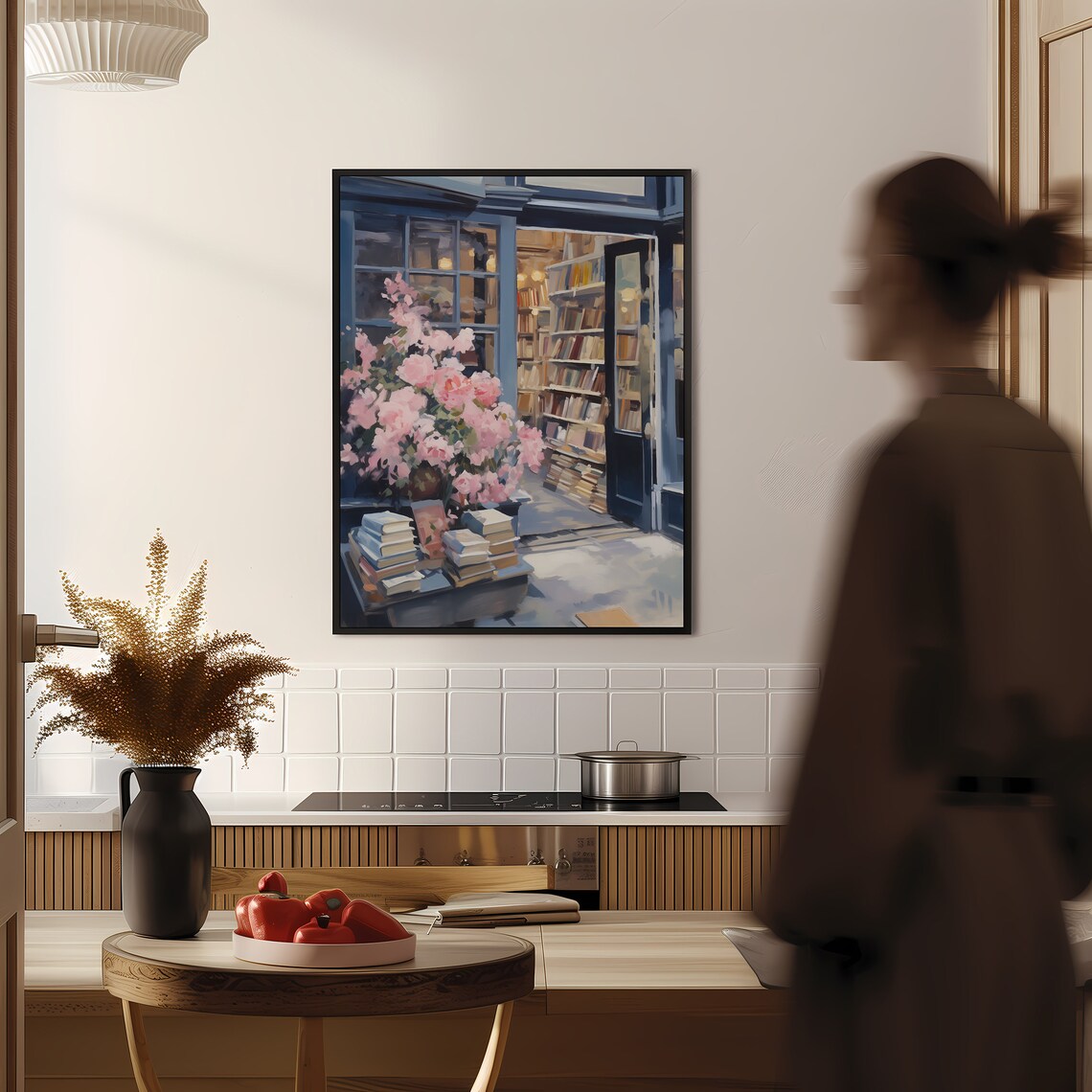 Retro Blue Library Poster, New York 1950s Aesthetic - Image 2