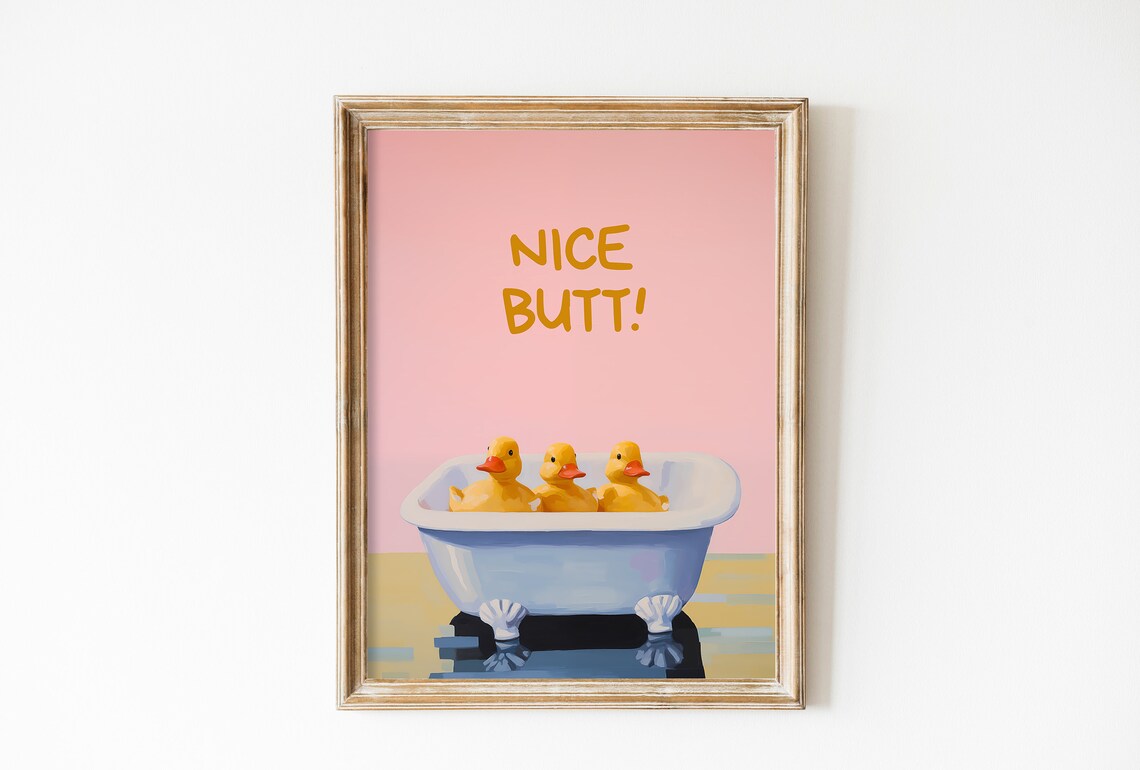 Nice Butt Bathroom Poster, Maximalist Y2K Decor