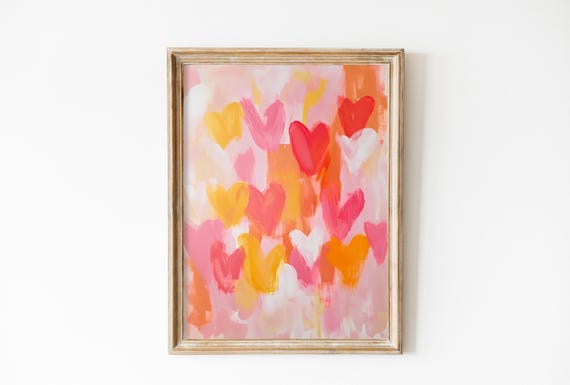 Vintage Heart Painting, Valentines Day Art Print