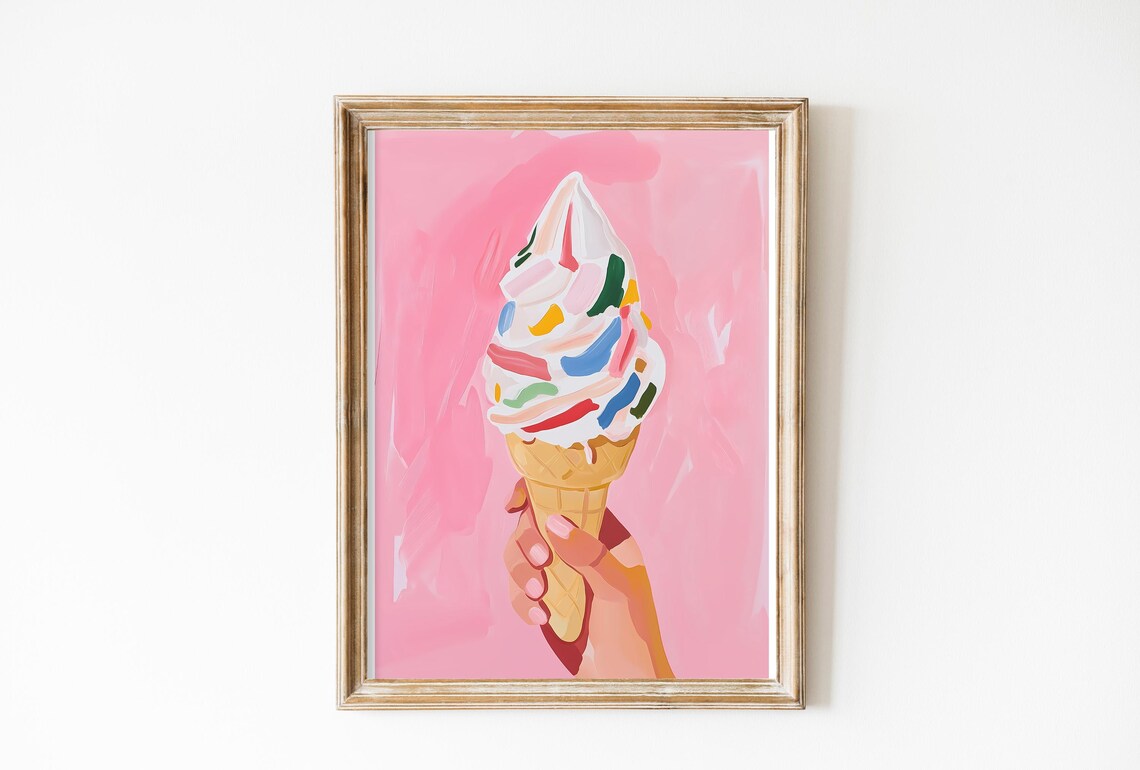 Gelato Poster, Playful Summer Kitchen Decor