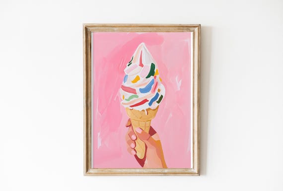 Gelato Poster, Playful Summer Kitchen Decor