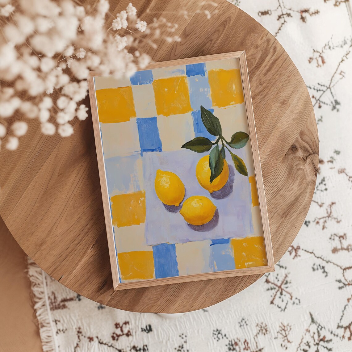 Trendy Lemons Checkerboard Print, Kitchen Art Print - Image 2