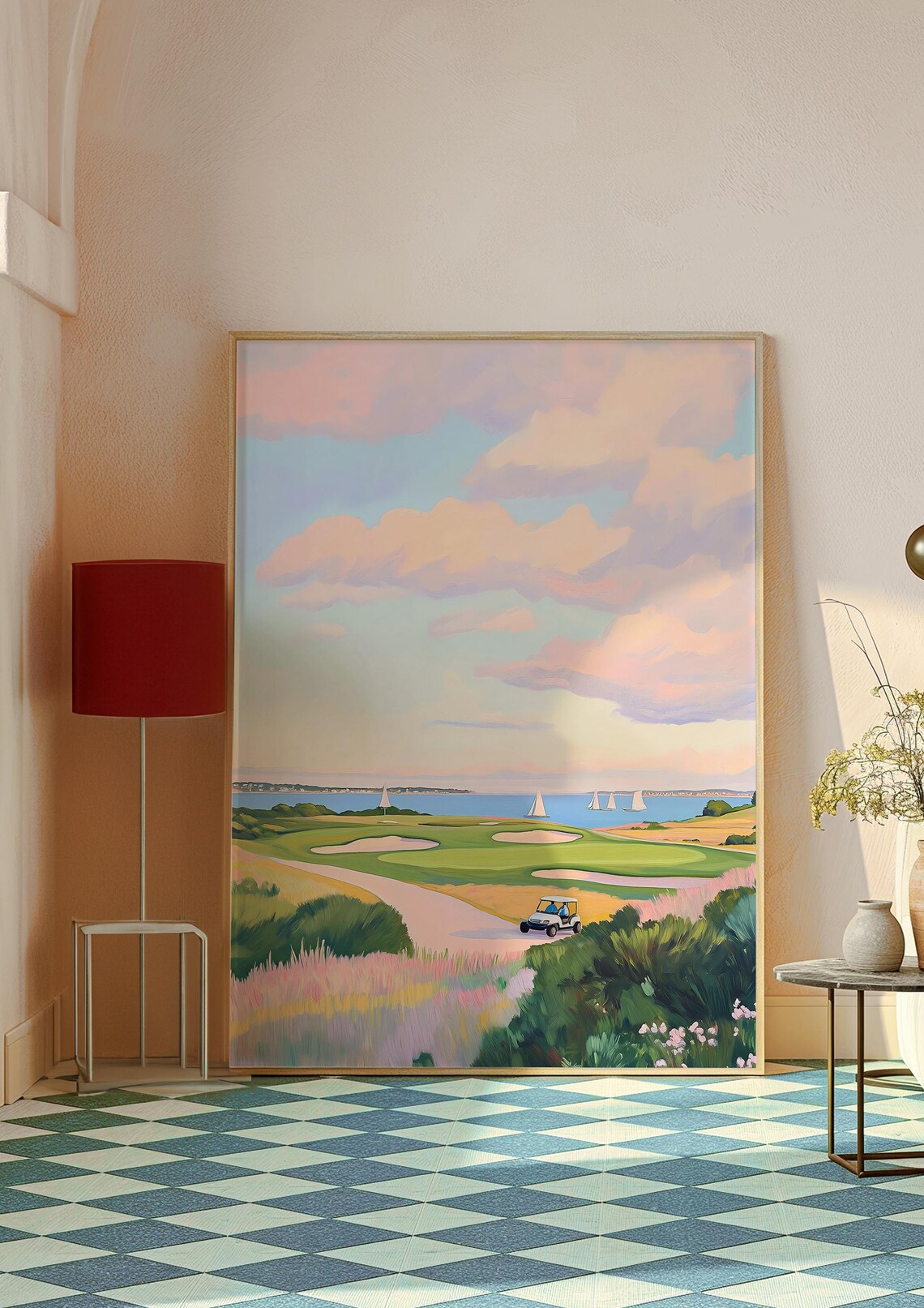 Golf Poster, Abstract Coastal Sailing Boats, Gift For Dad - Image 2