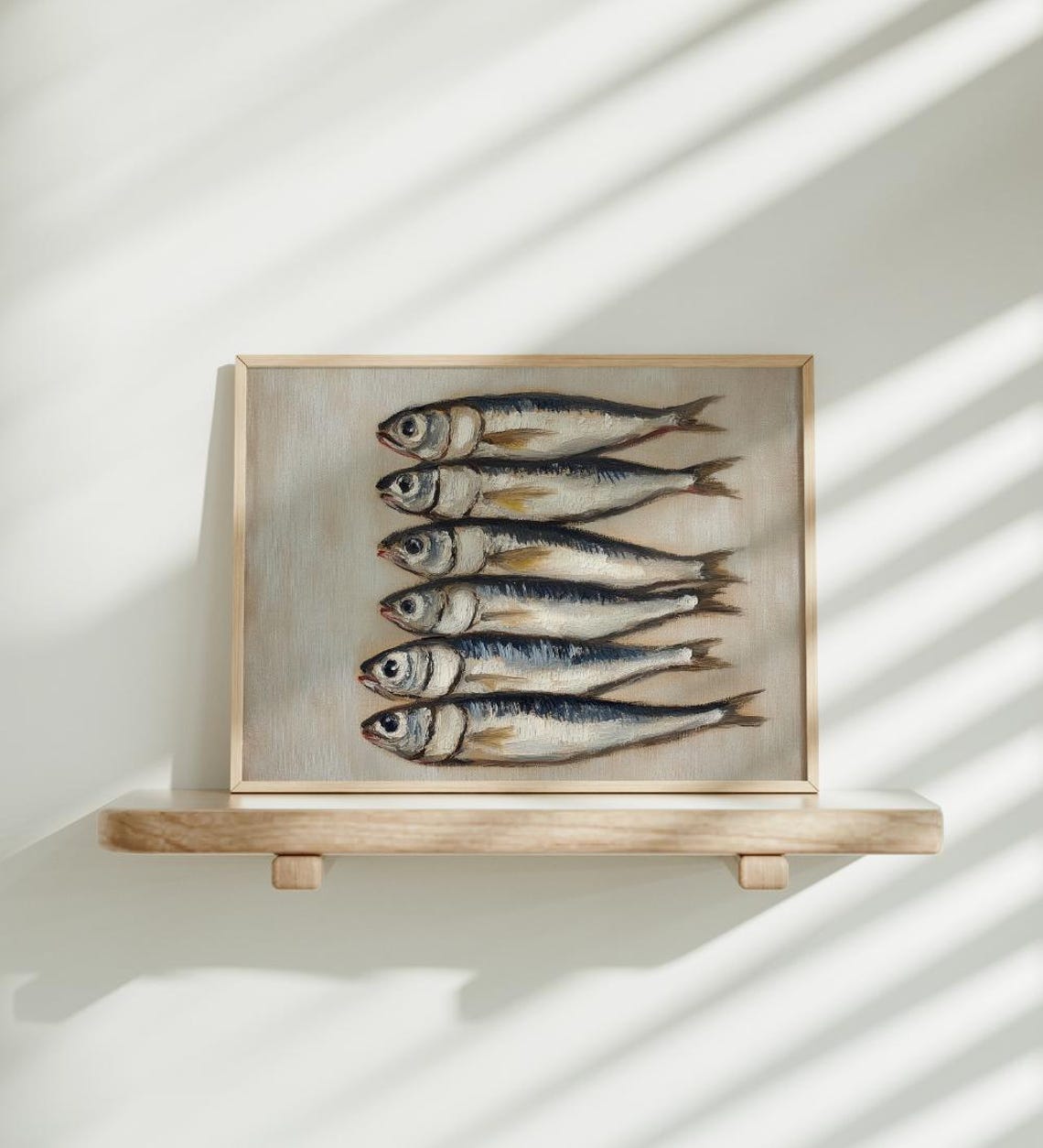 Vintage Sardine Still Life Painting Antique Nautical Fish Poster - Image 3
