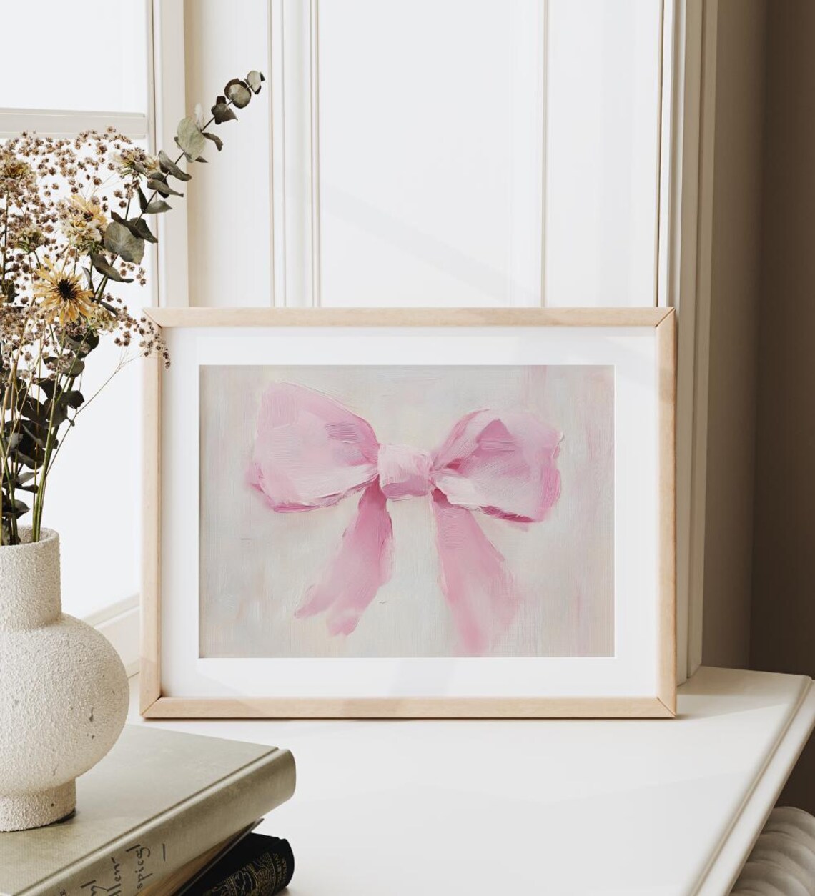 Girly Bow Art Print, Coquette Beige Decor - Image 3