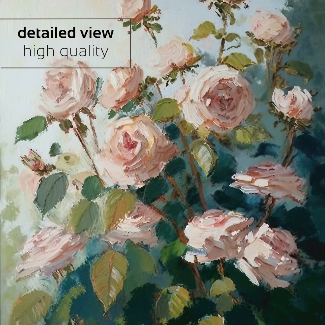 Climbing Pink Roses Vintage Garden Oil Painting Charm Art Poster - Image 2