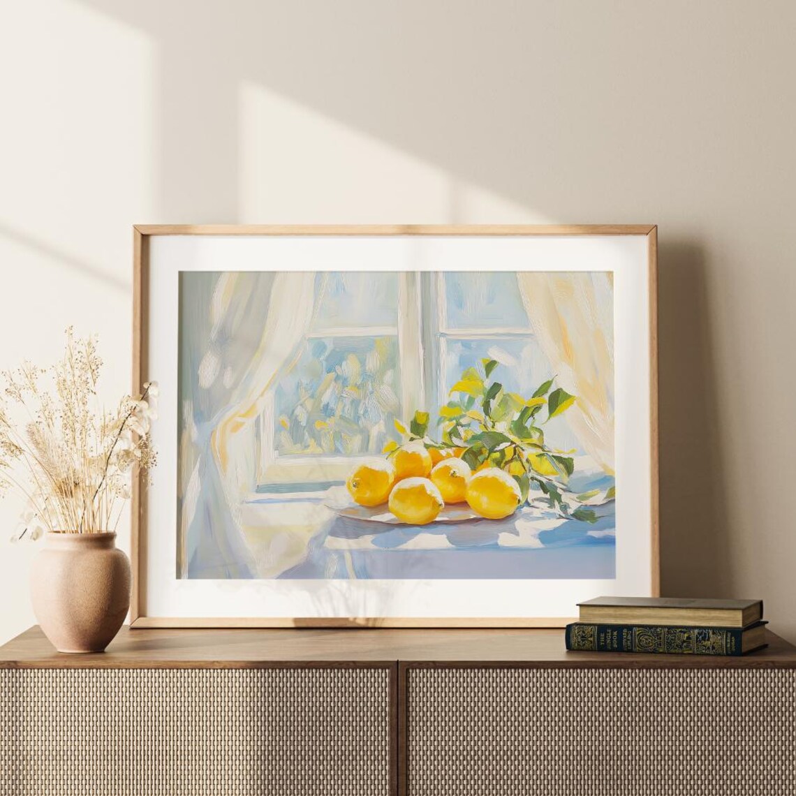 Vintage Lemon Still Life, French Country Decor - Image 2