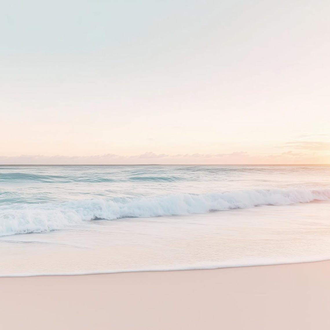 Serene Pastel Beach Sunset Ocean Waves Coastal Decorative Wall Art - Image 2