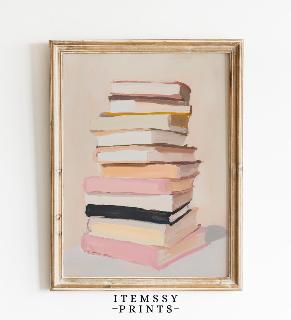 Pastel Stack Of Books Painting Bookworm Library Reading Nook Wall Poster