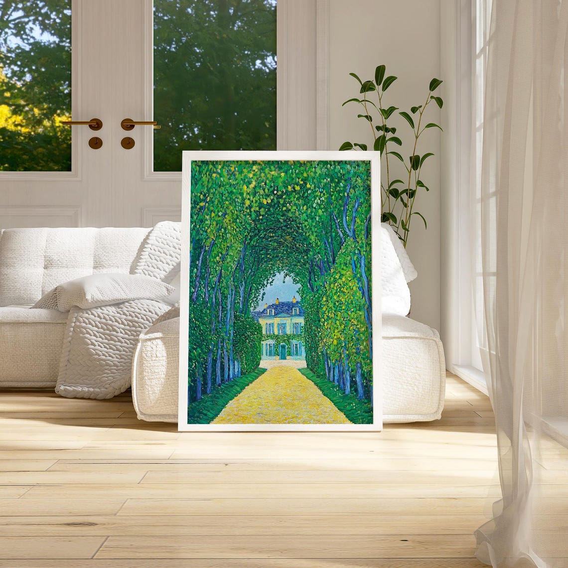 Green Tree Lined Avenue Chateau Post Impressionist Art Poster - Image 3