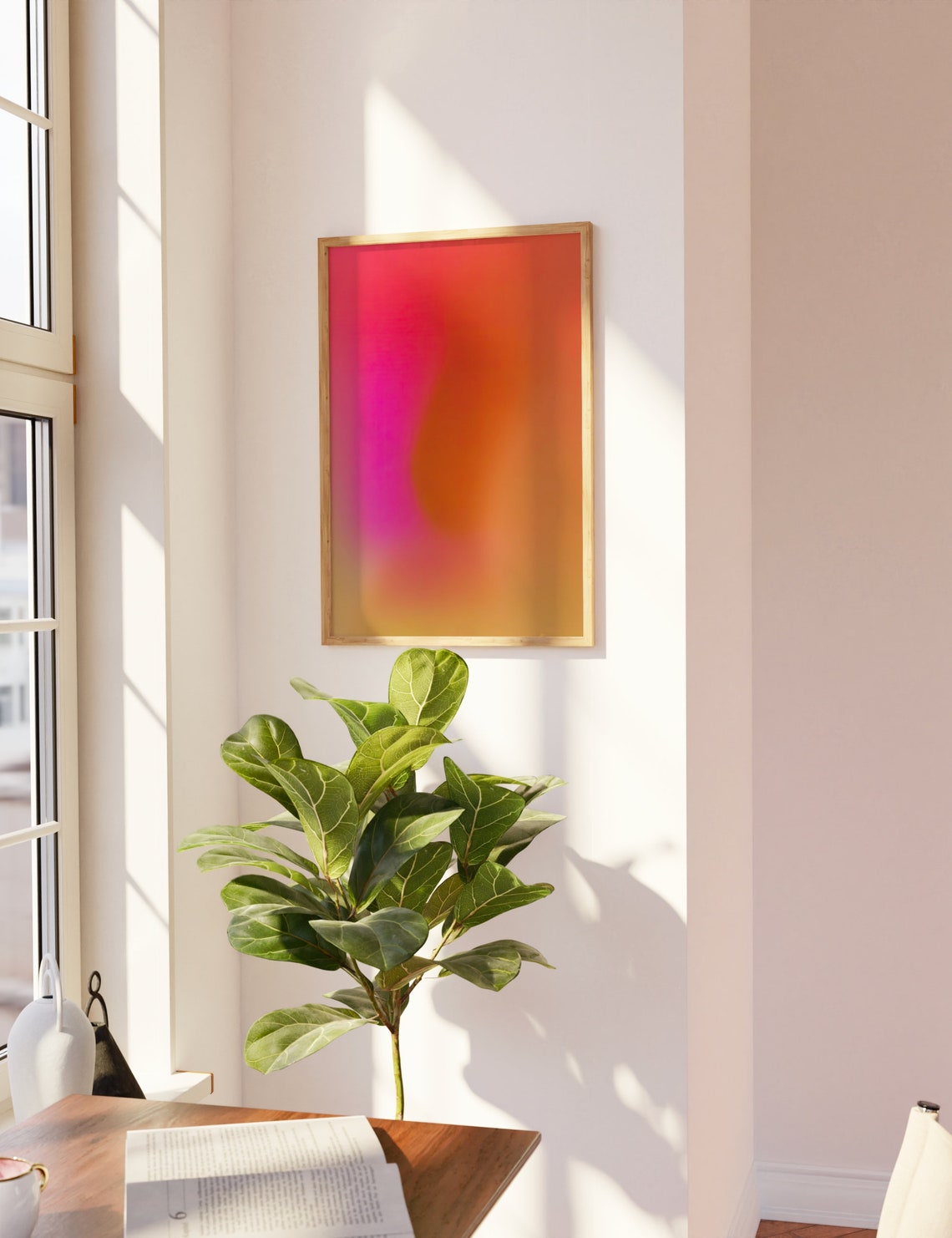 Pink Orange Aura Gradient Abstract Sunset Glow Modern Wall Poster - Image 3