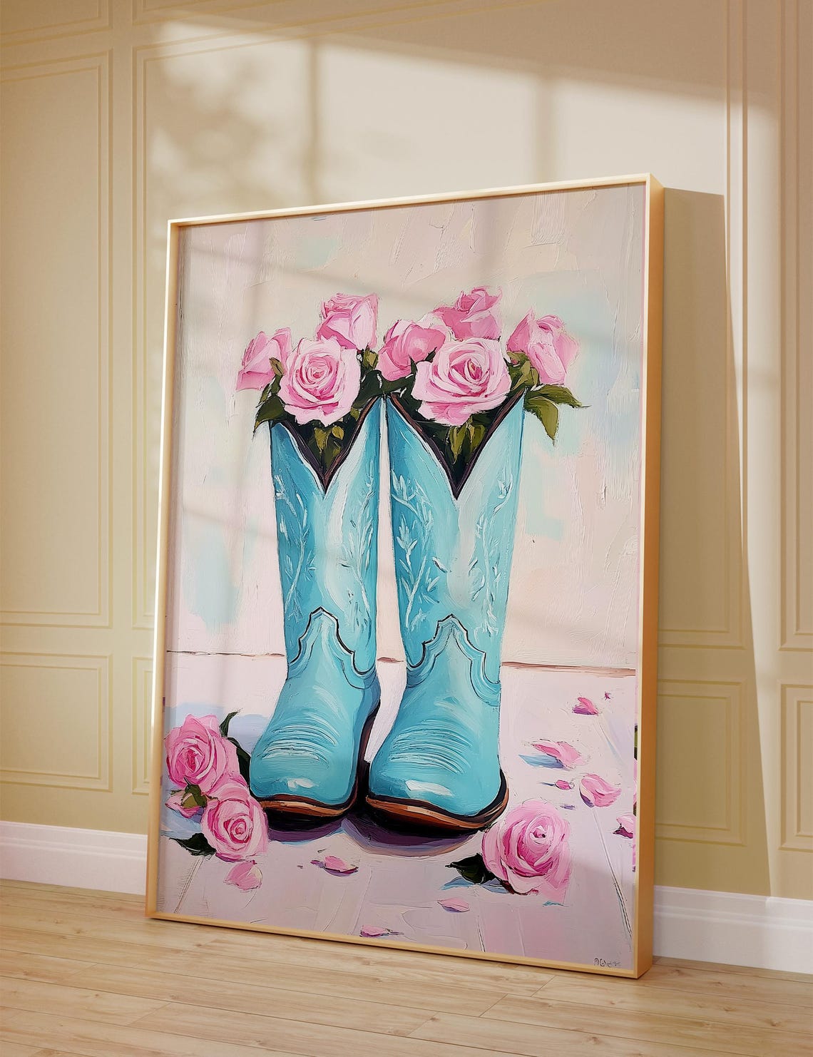 Cowgirl Boots Print Pink Floral Baby Girl Western Nursery Art Teen Girl Wall Decor Country Dorm Room Poster Western Art - Image 2