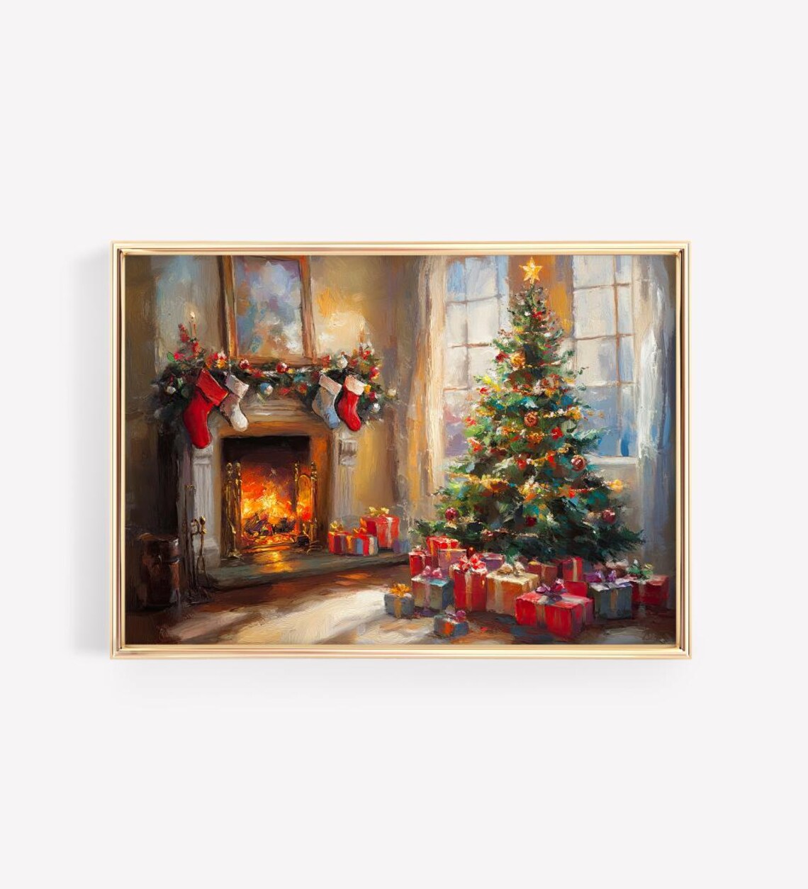 Cozy Fireplace With Stockings And Glowing Christmas Tree Poster - Image 4