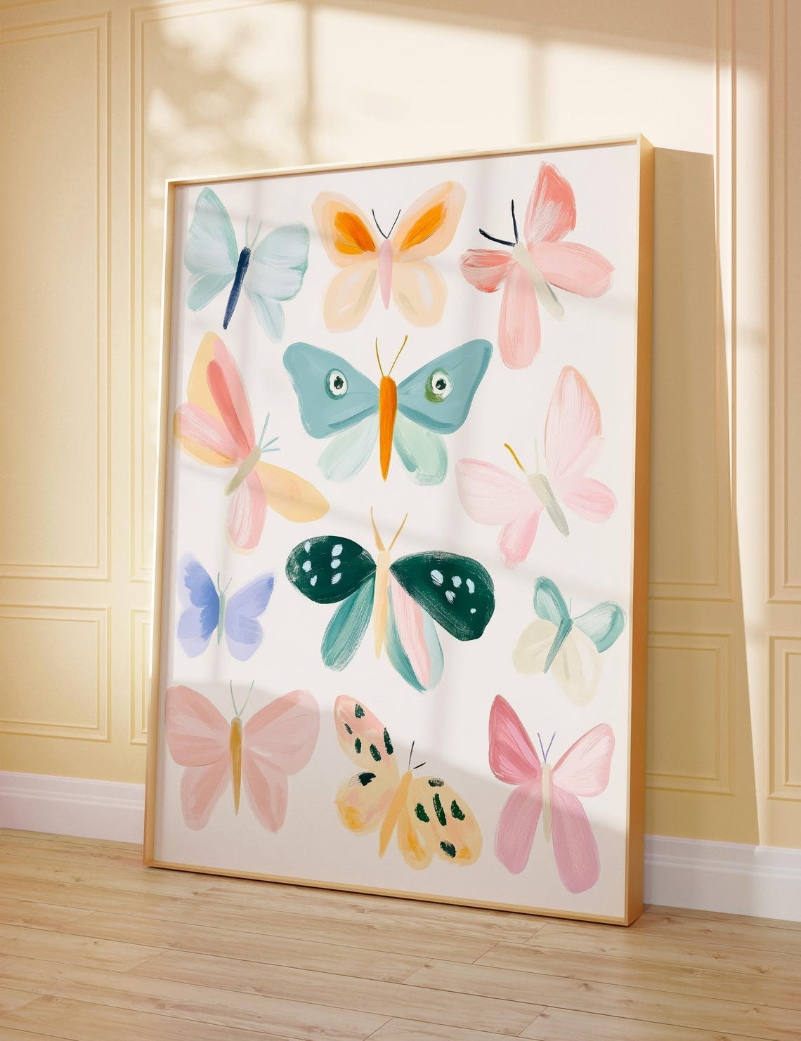 Colorful Pastel Butterflies Grid Playful Insect Chart Poster - Image 3