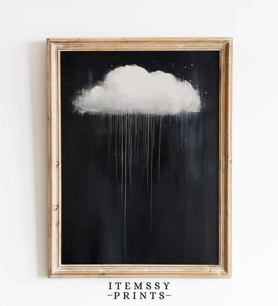 Dark Moody Cloud Print Gothic Romantic Cottagecore Art Vintage Style Oil Painting Dark Academia Home Decor Above Bed Wall Art
